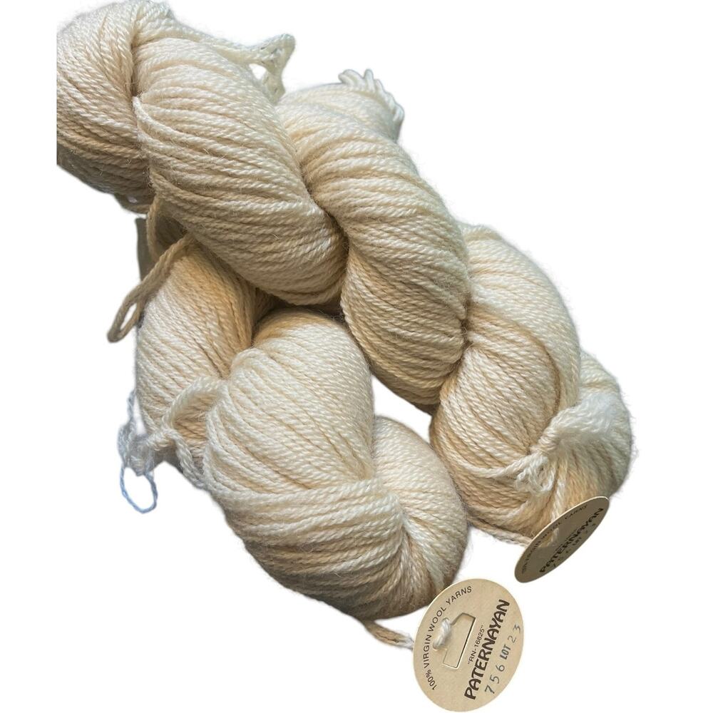 2 hanks Paternayan 100% Virgin Wool Yarn RN-16825 | Ivory # 756 New - Picture 5 of 8